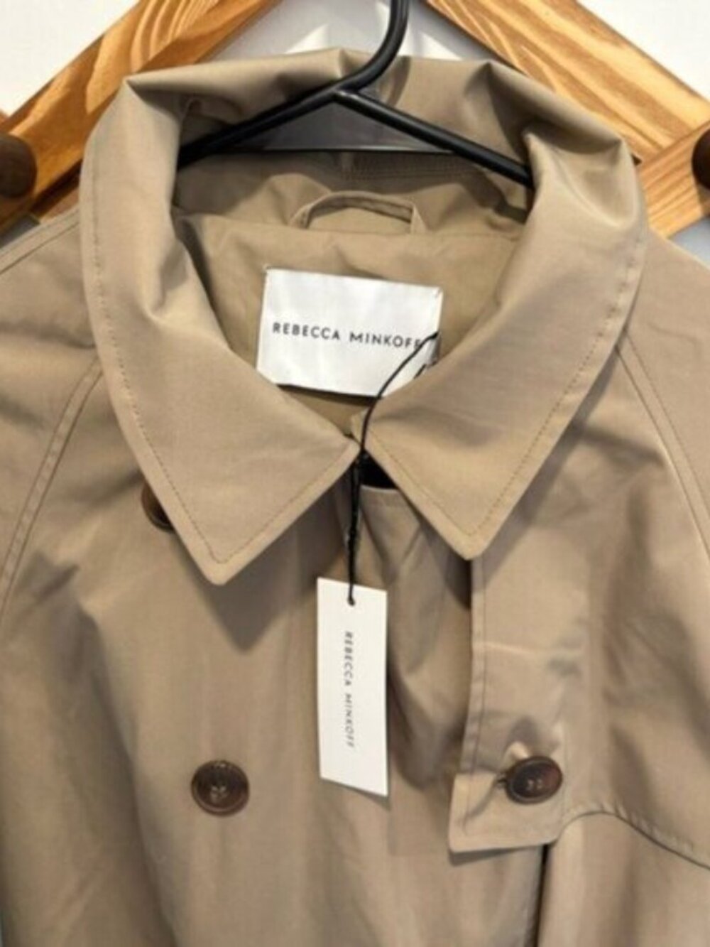 NWT Rebecca Minkoff Belted Trench Coat Khaki Beige Size L DBL Breasted $340 CAD - Picture 2 of 13